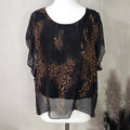 Silk blend animal fusion digital print box top (M): Black