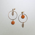Kara Wooden Disc Botanical Hoop Earrings