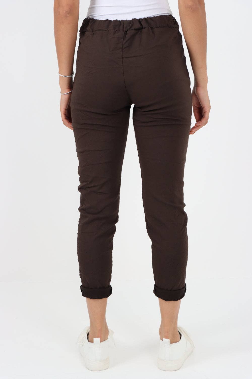 Womens Plain Magic Pants Italian Multi Colours: Khaki / One Size (UK 10-14)