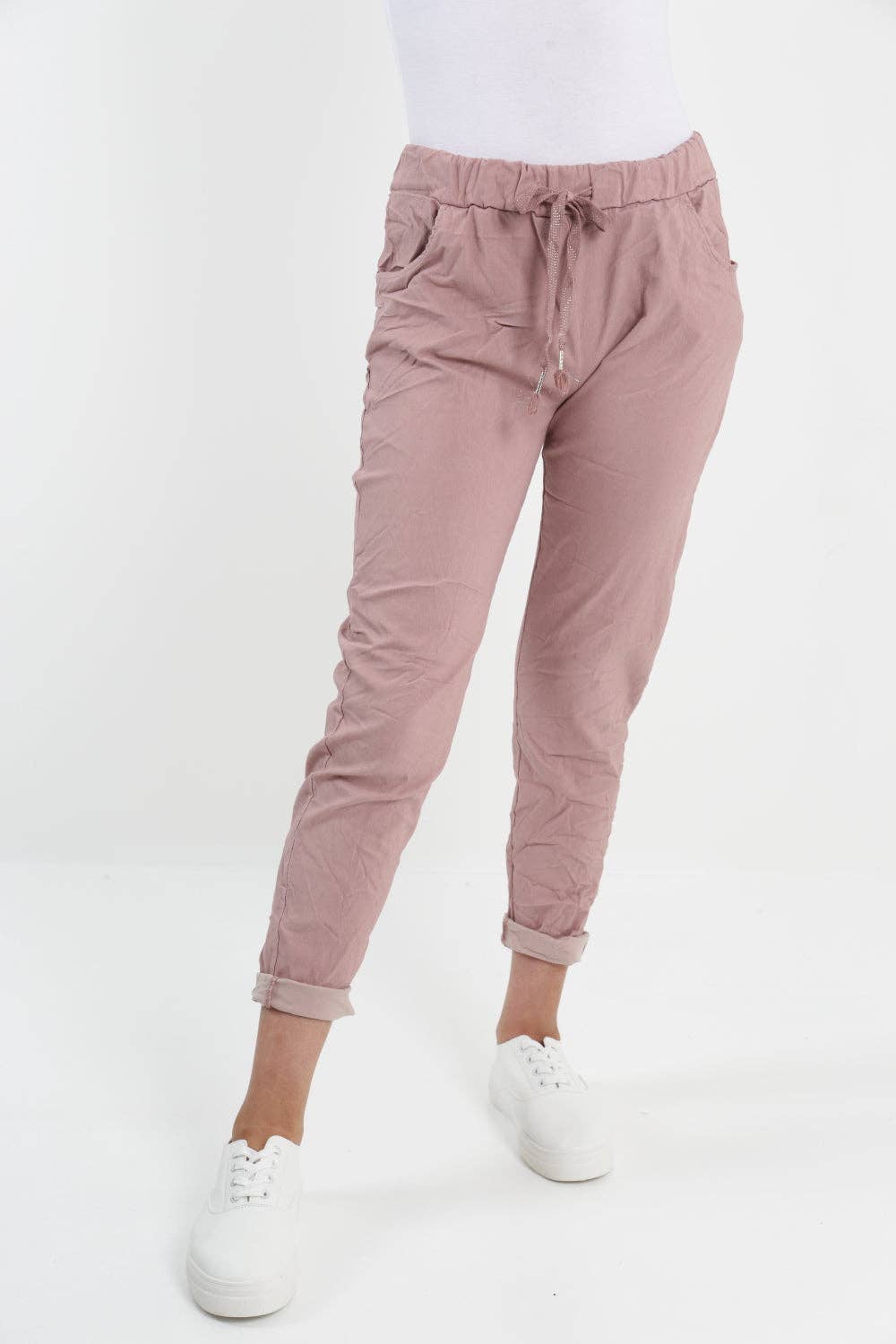 Womens Plain Magic Pants Italian Multi Colours: Chocolate / One Size (UK 10-14)