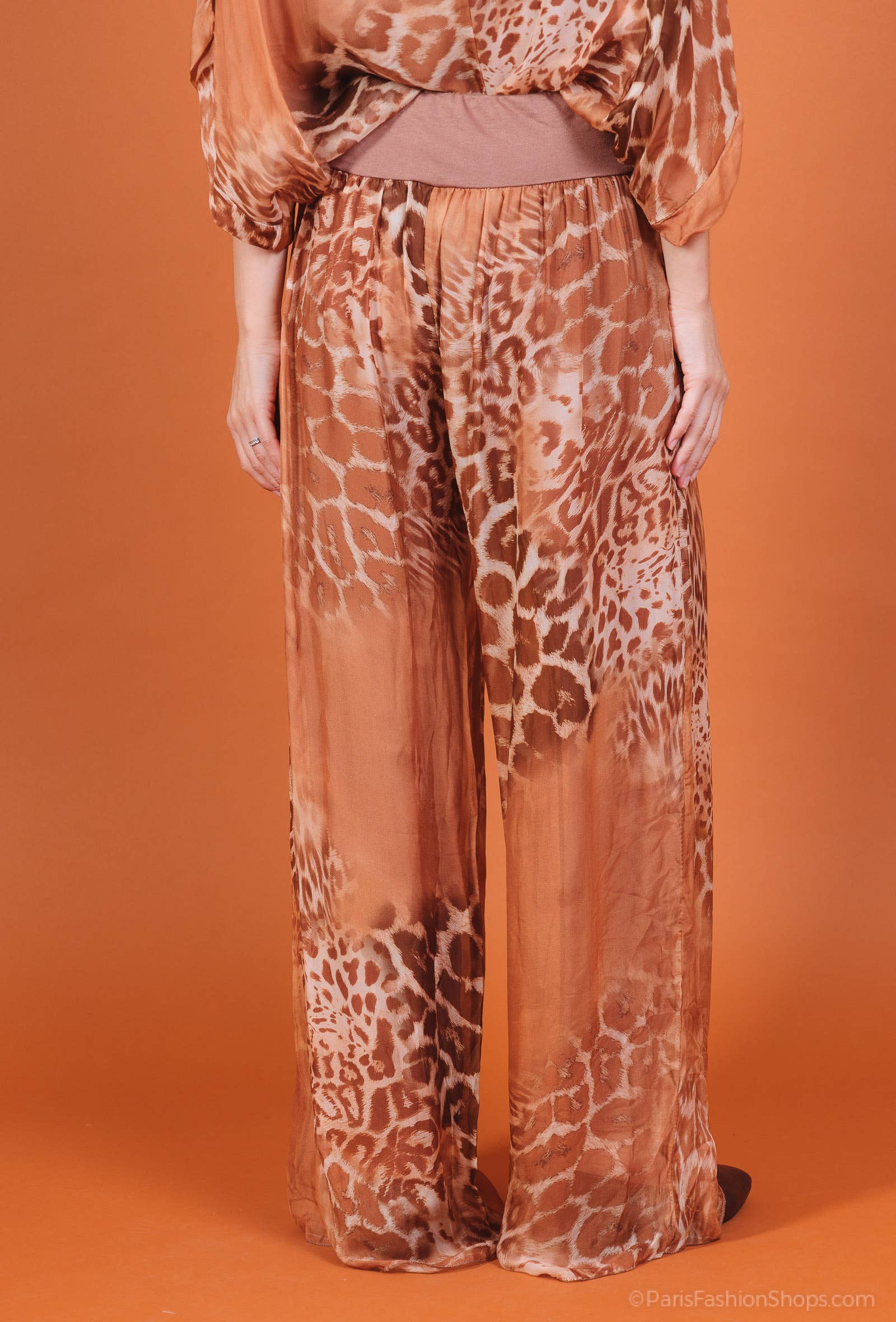 Leopard Silk Pants 20572: Jeans