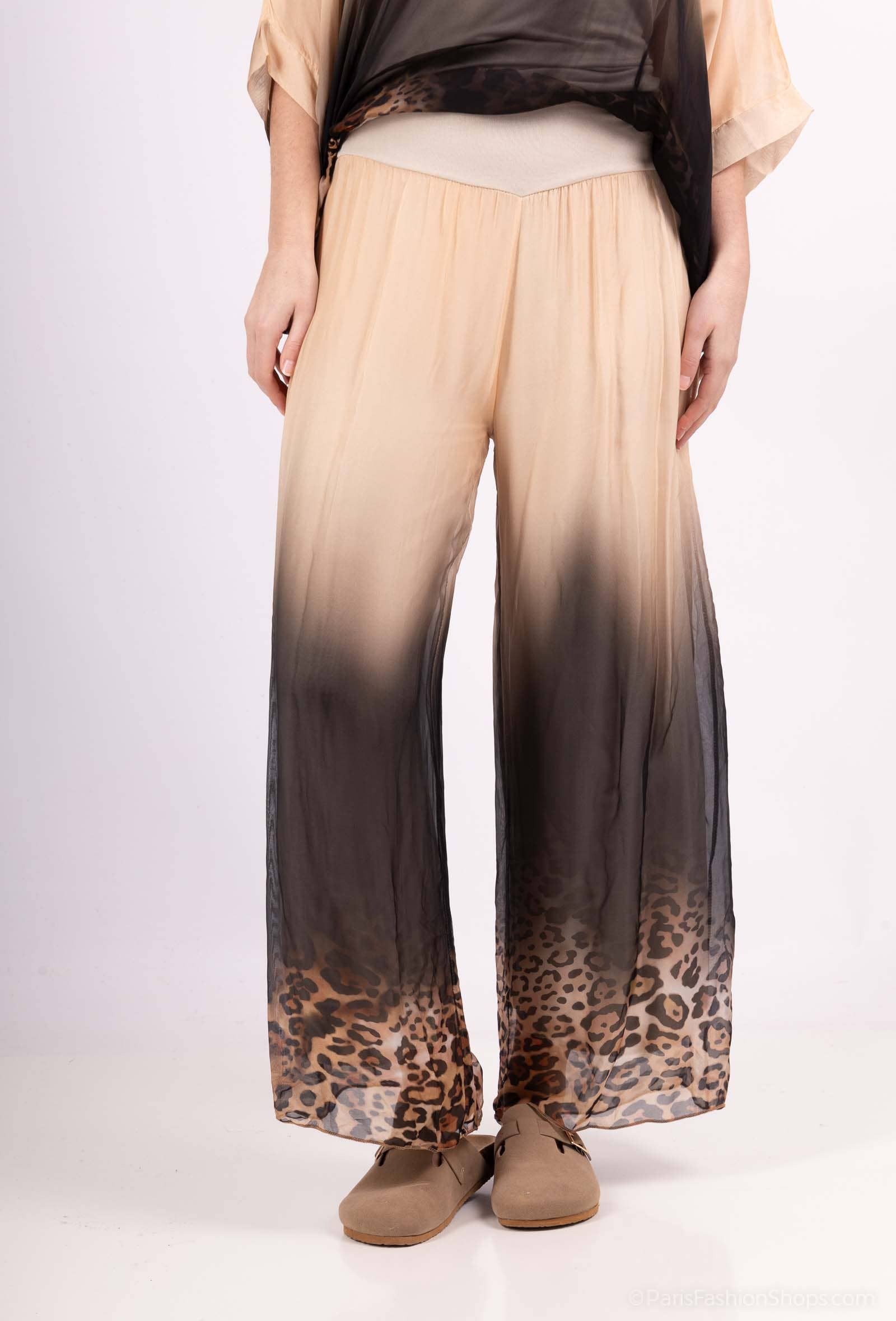 Silk Trousers 20568: Dark Blue