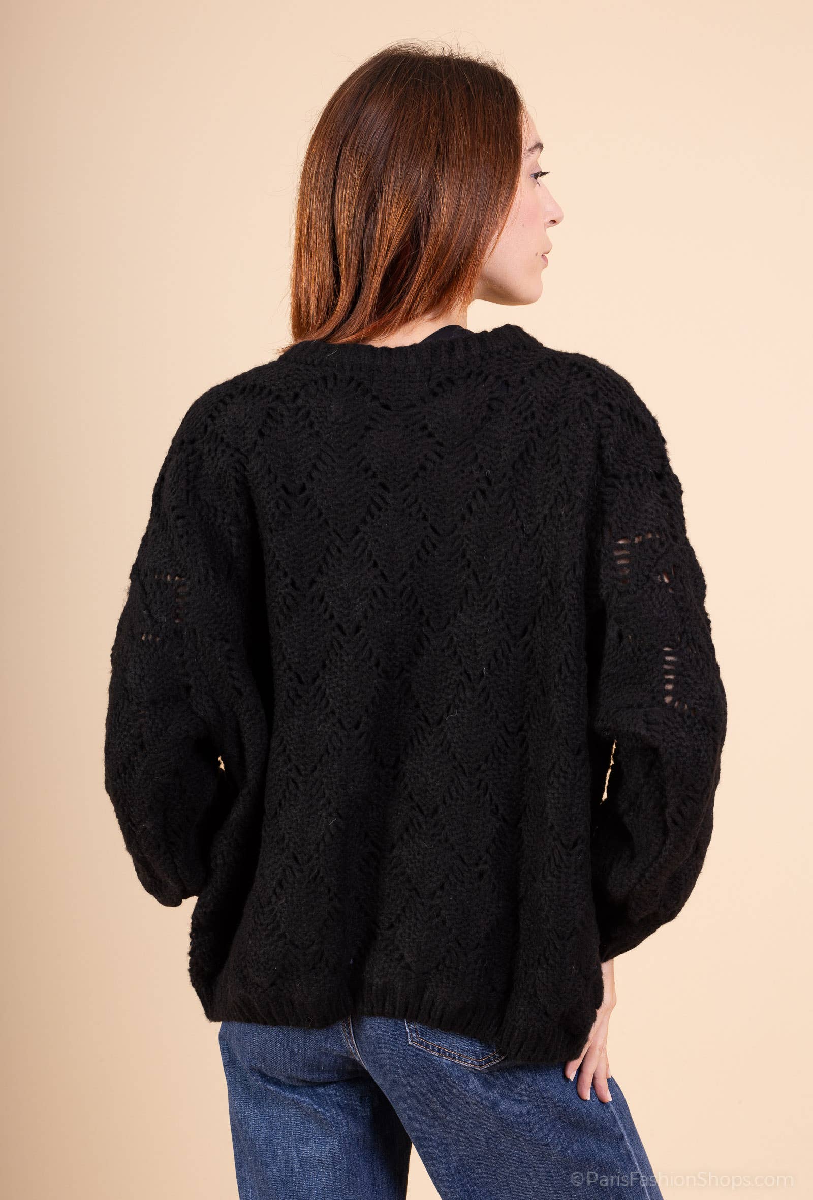 Mohair cardigan 3 sun brooches 41002: 10% mohair 20% nylon 70% acrylic / Black / One size