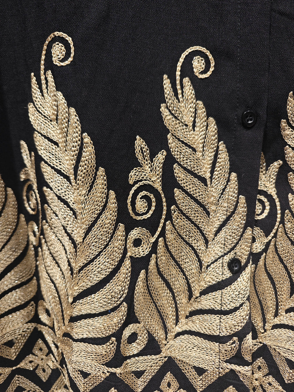 FL011 women's gold-embroidered shirt: Beige / M/L L/XL