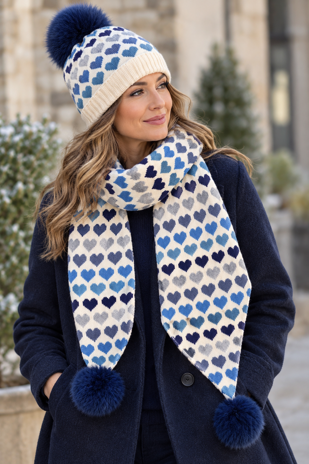 Zelly blue heart bobble hat