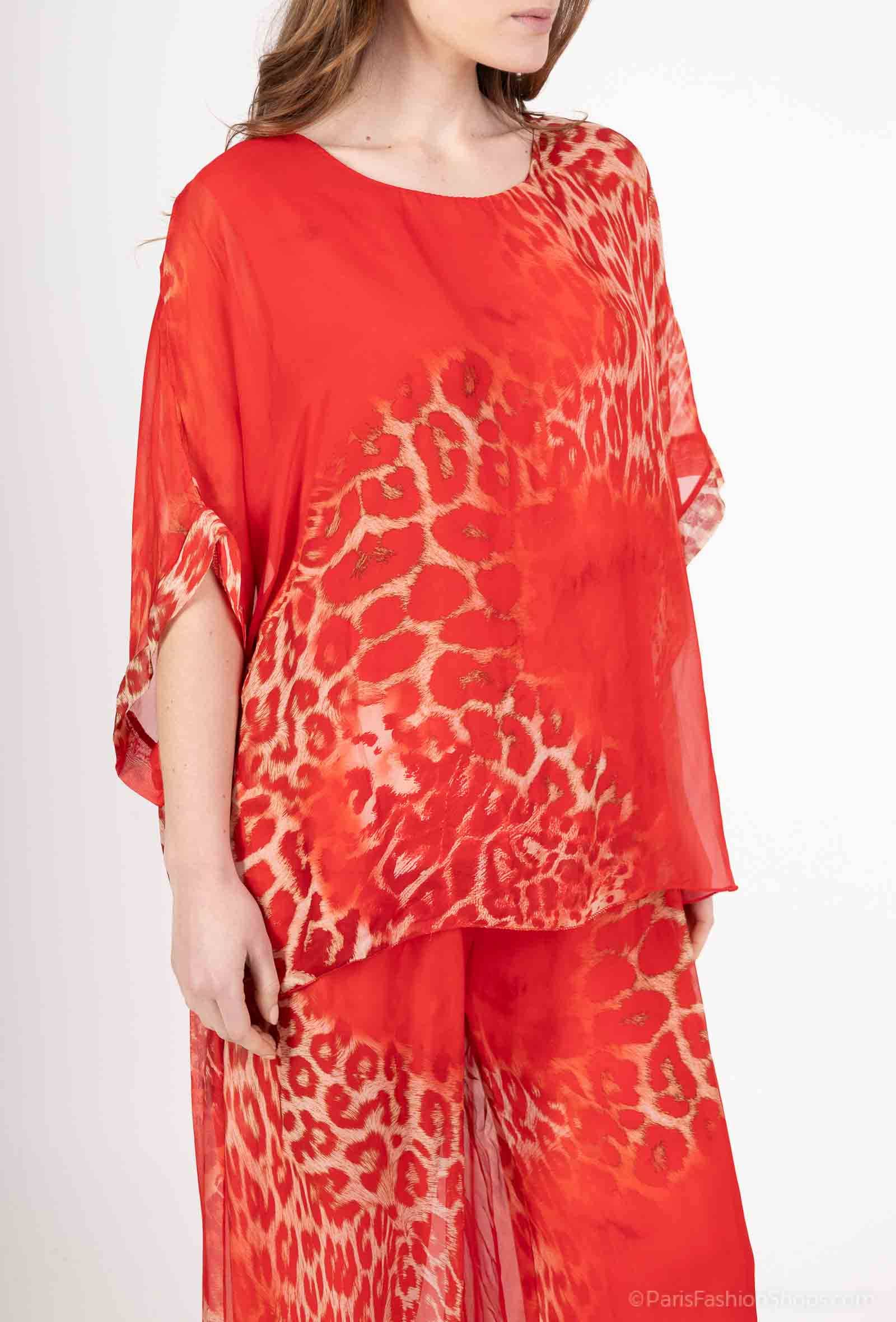 Silk Leopard Top 50491: Jeans