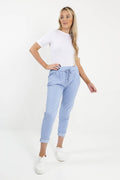 Womens Plain Magic Pants Italian Multi Colours: Light Blue / One Size (UK 10-14)