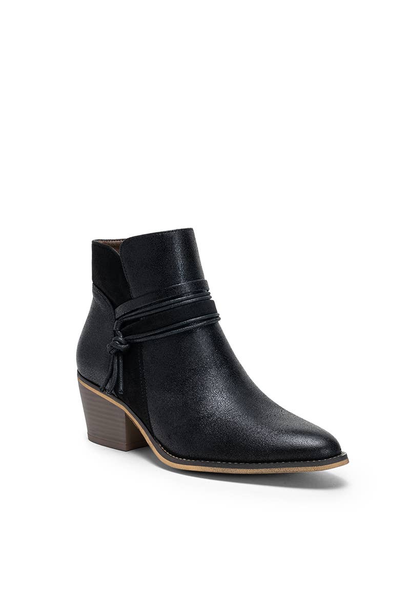 Metallic Ankle Boots with Tied Laces and Pompom (Ref: F6970): Green / 36-41 (223221)