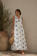 Flowing Sun‑Print Dress – Natural Elegance Sunset: Jeans / M/L - L/XL