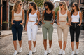 Silver Button Detail Capri Cotton Stretch Voggo Short Jeans: Beige