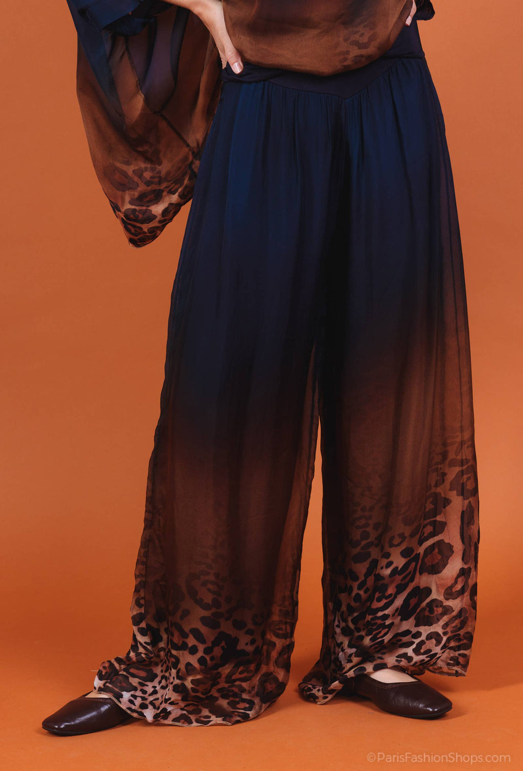 Silk Trousers 20568: Dark Blue