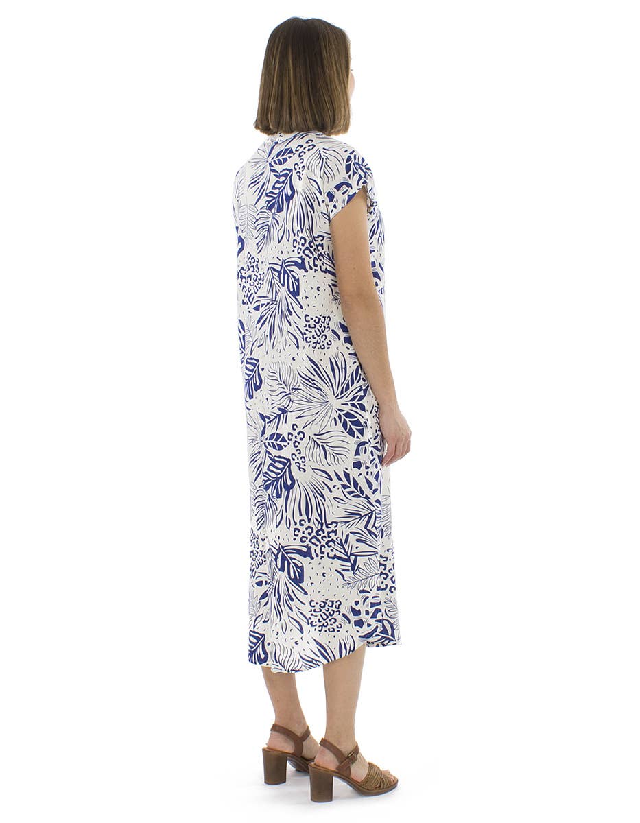 Short mid-length dresses-WOMEN-RO17716: Blue / Original boho chic midi dress with linen / XXL