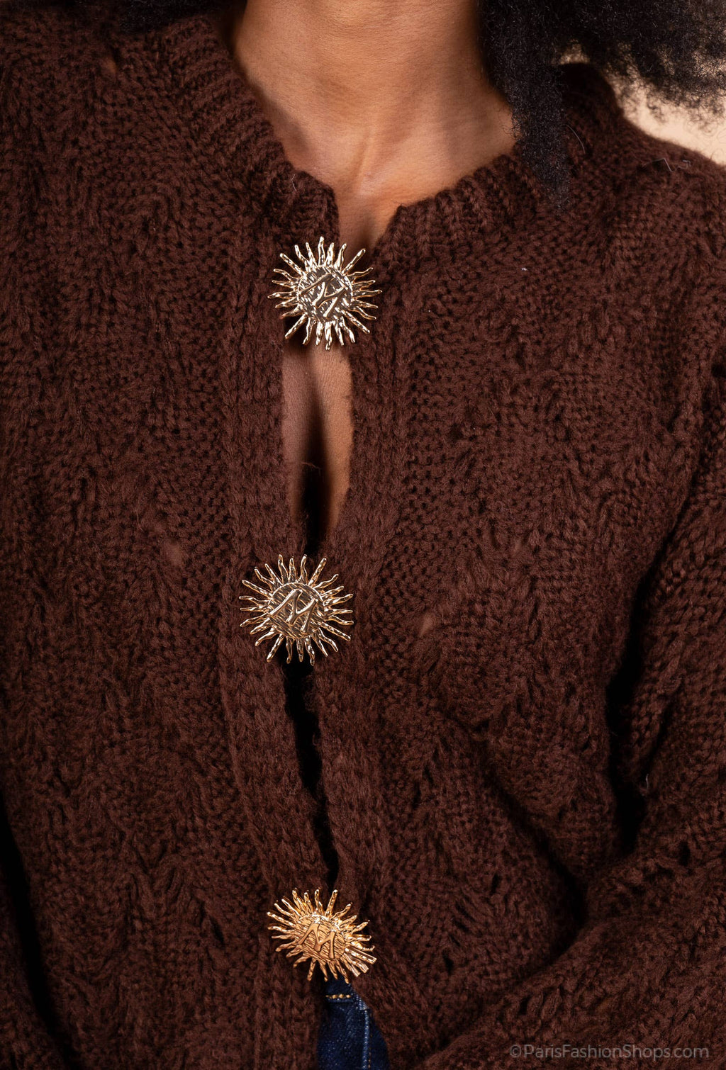 Mohair cardigan 3 sun brooches 41002: 10% mohair 20% nylon 70% acrylic / Black / One size