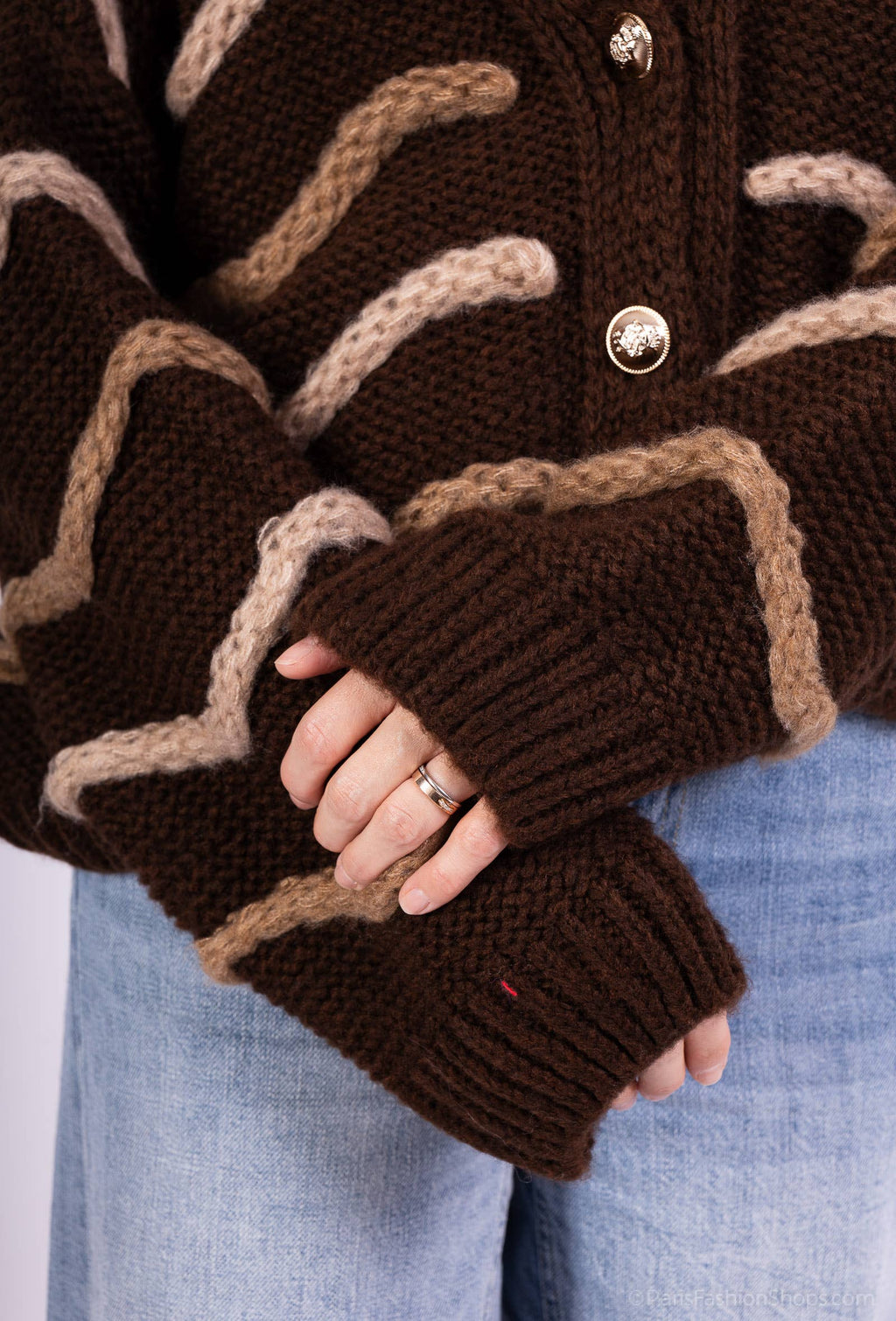 Mohair wave cardigan 13423: 10% mohair 20% nylon 70% acrylique / Kaki / Taille unique