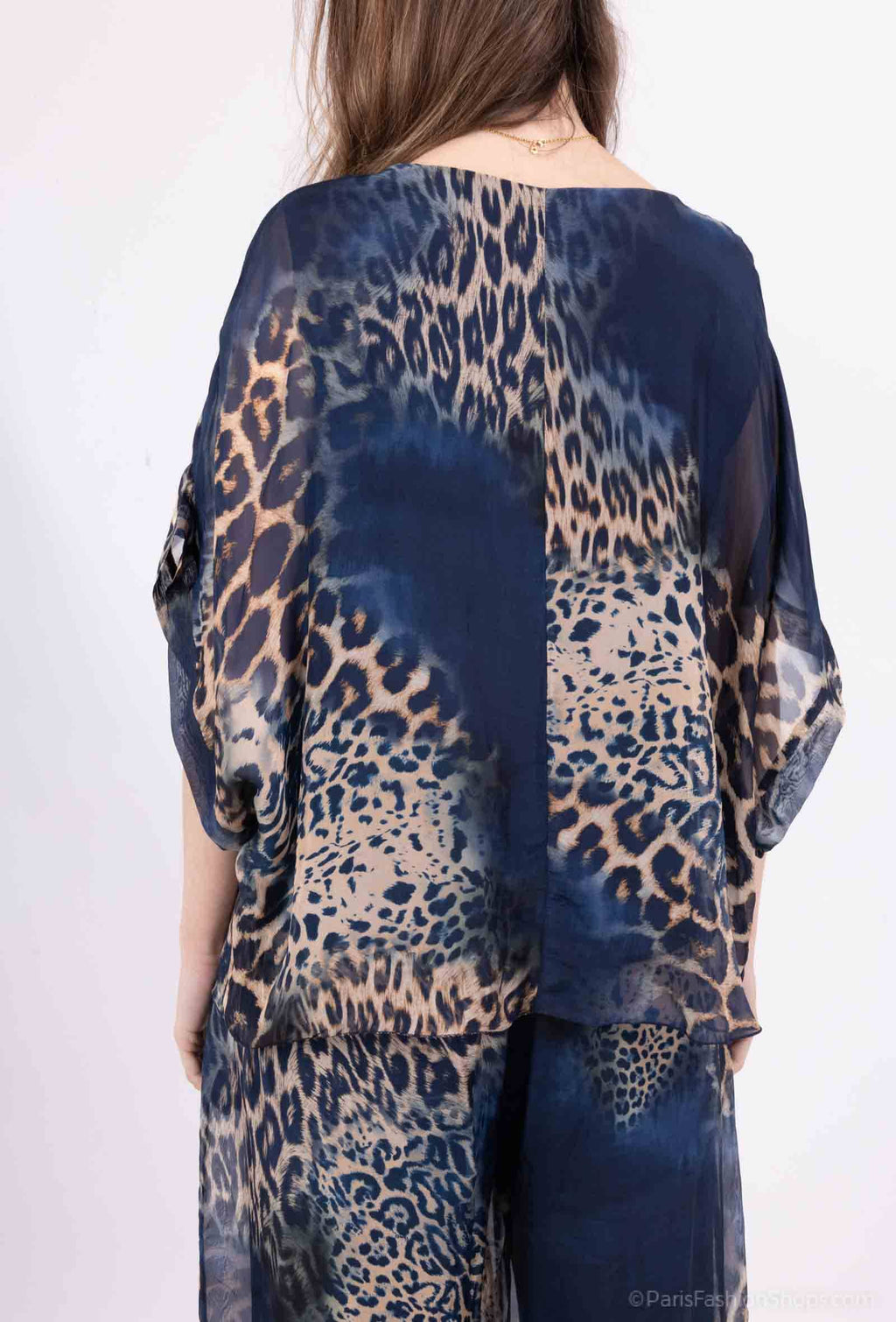 Silk Leopard Top 50491: Jeans
