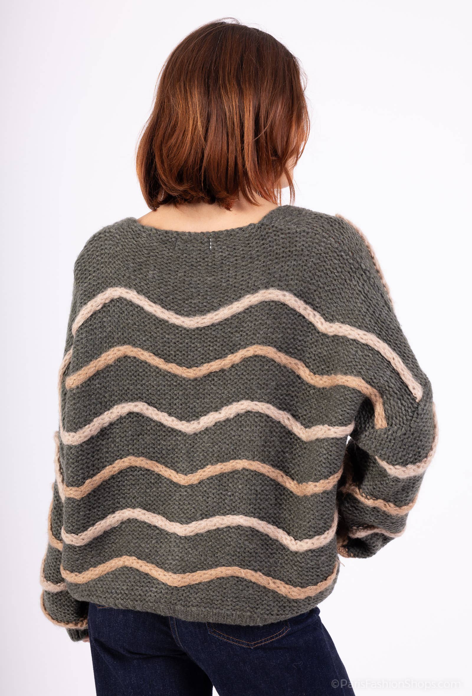 Mohair wave cardigan 13423: 10% mohair 20% nylon 70% acrylique / Chocolat / Taille unique