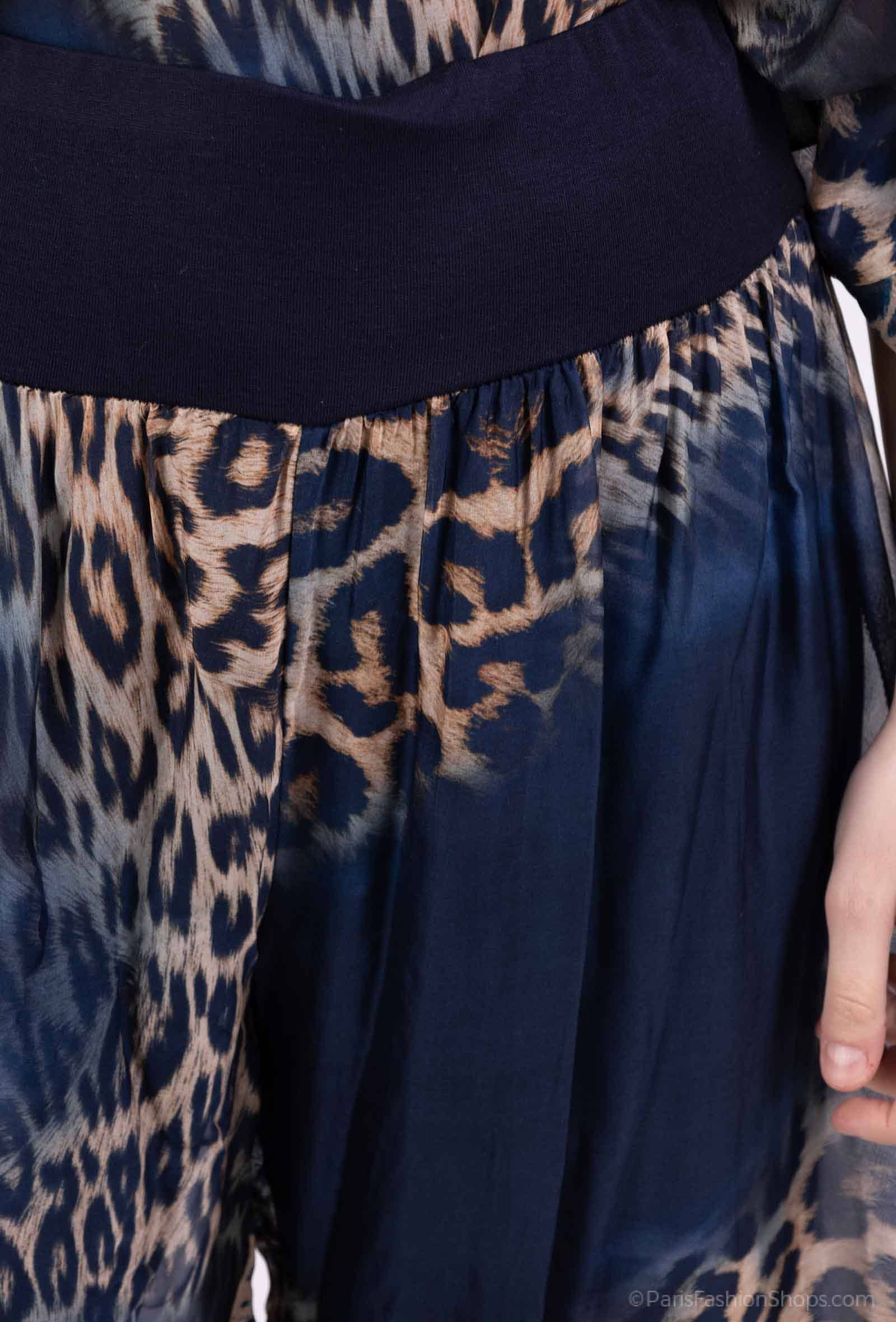 Leopard Silk Pants 20572: Camel