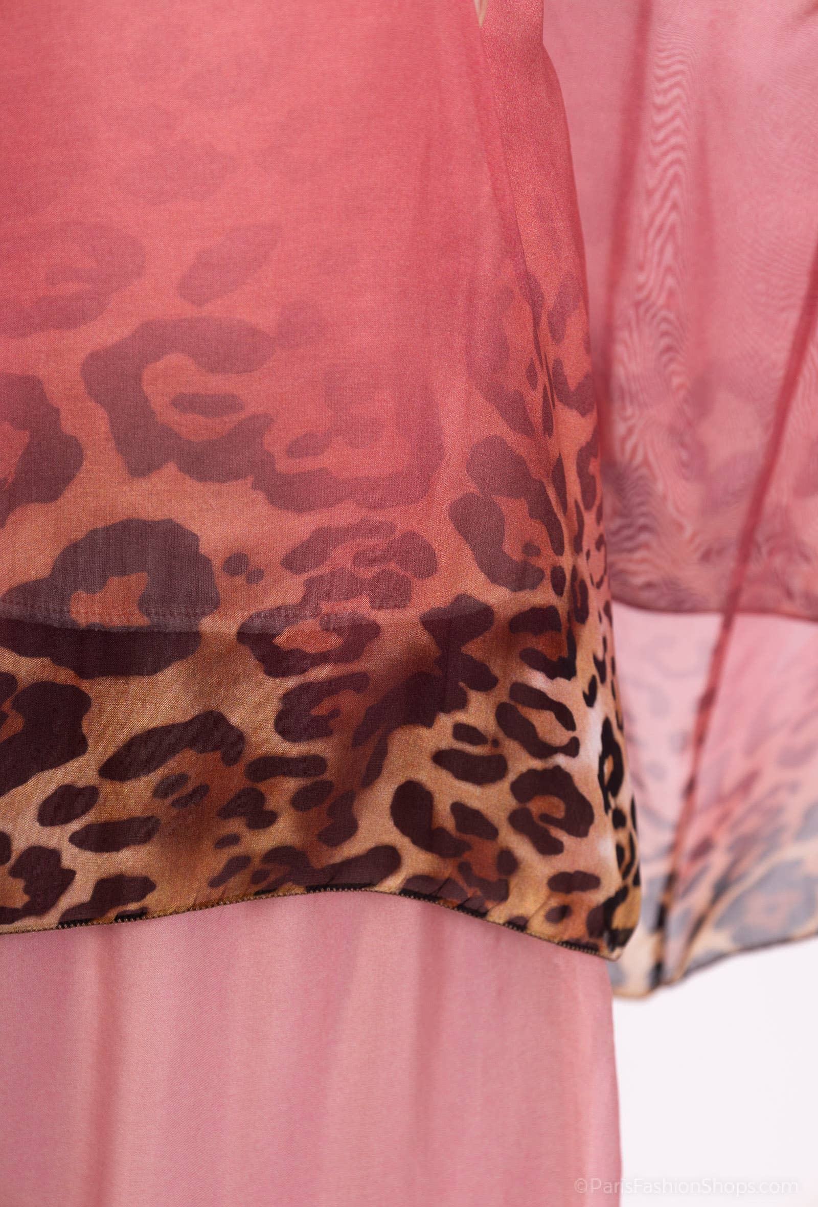 Leopard Print Silk Top 50489: 30% silk 70% viscose / Chocolate / One size