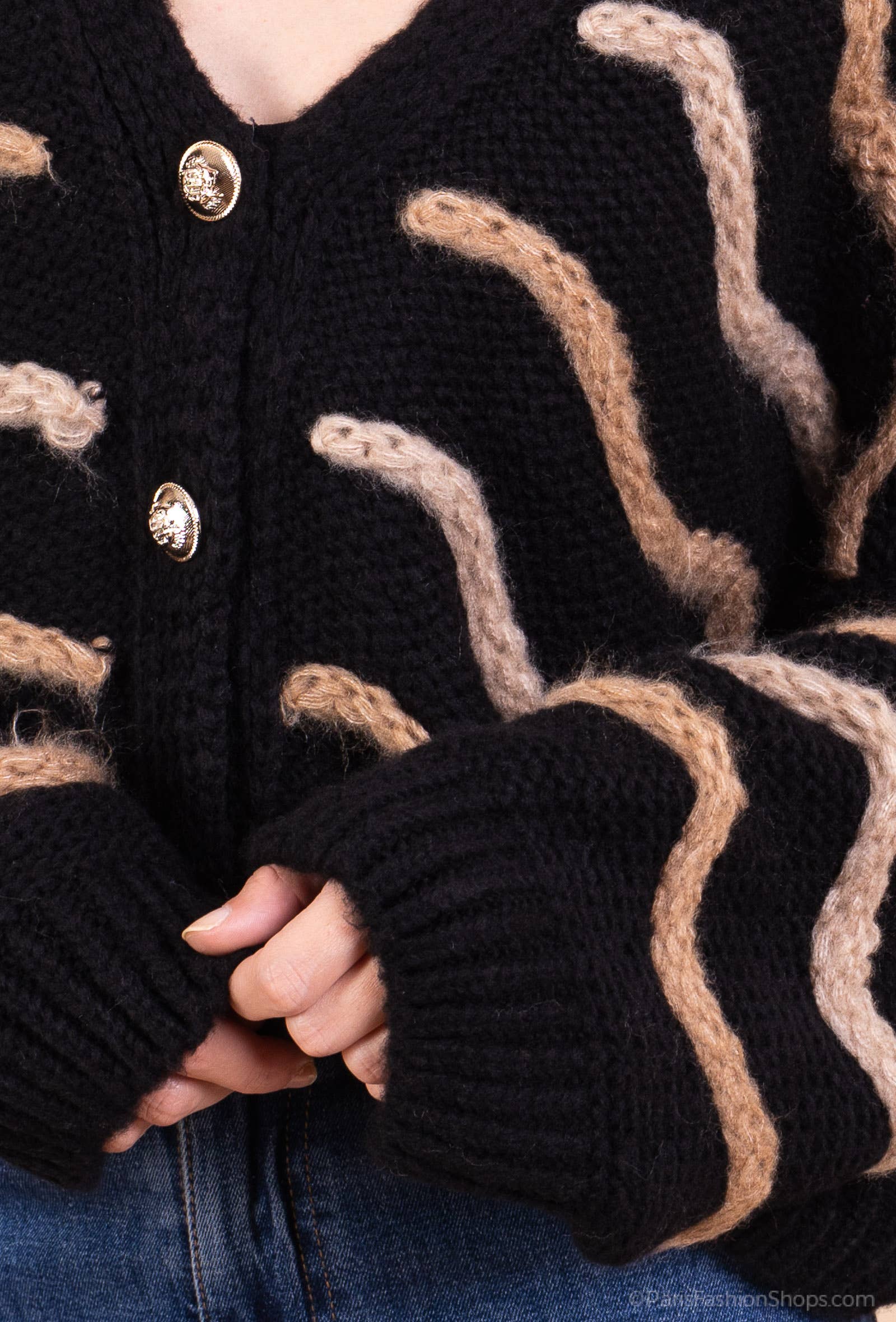 Mohair wave cardigan 13423: 10% mohair 20% nylon 70% acrylique / Kaki / Taille unique