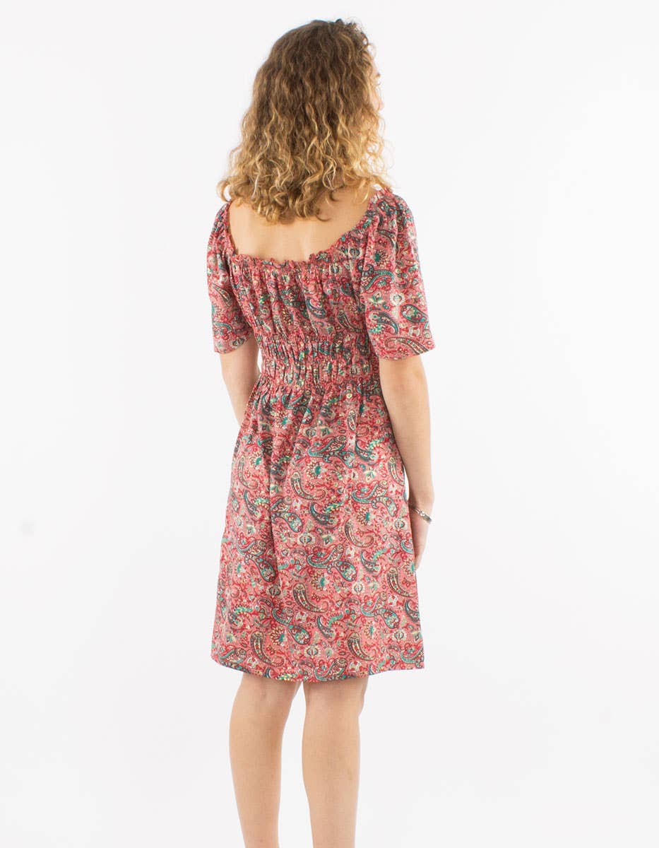 Women's dress-RO17142: Khaki / Bohemian short dress with smocks / XL