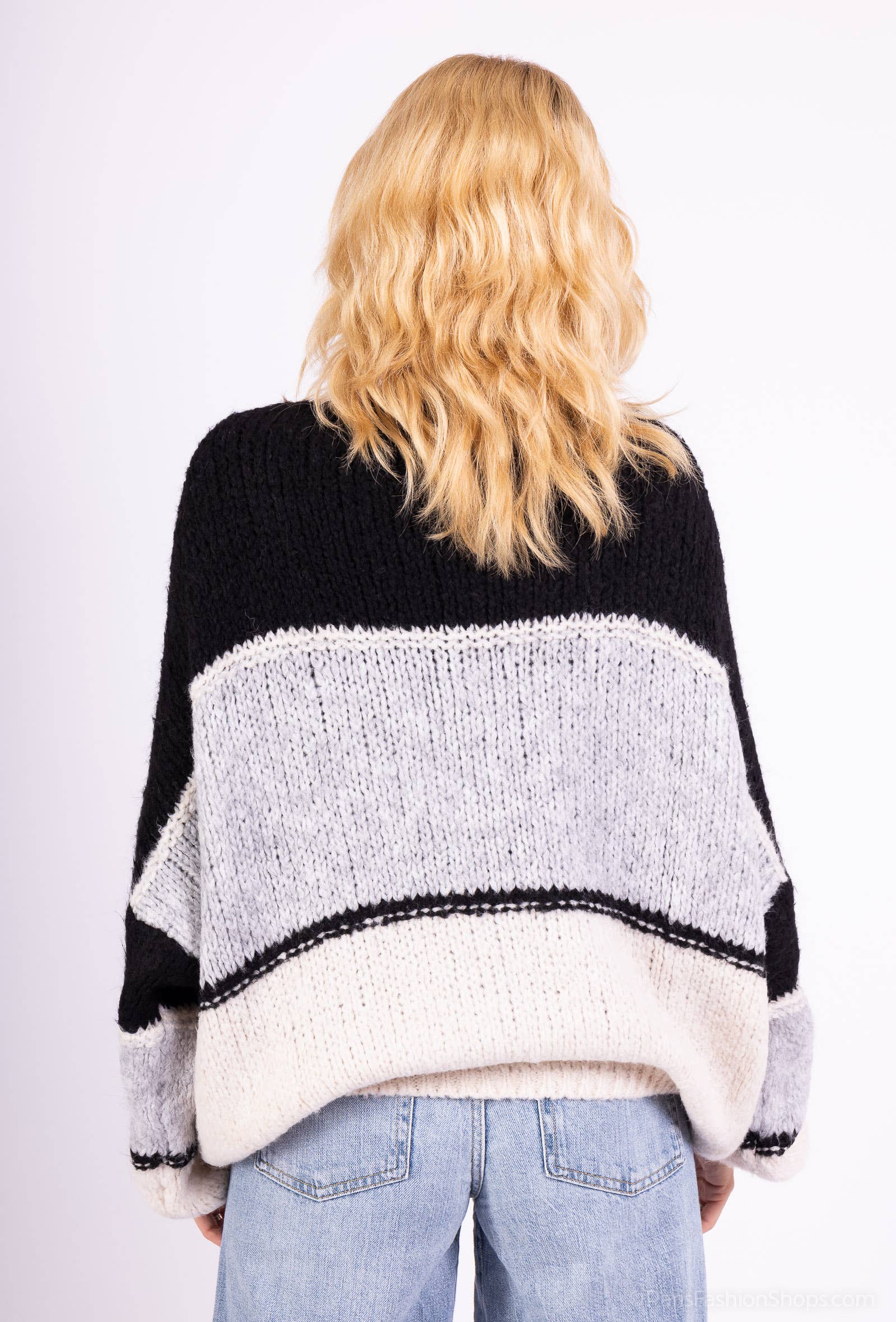 Multicolored wool cardigan 13421: 9% wool 9% viscose 18% nylon 64% acrylic / Grey / One size