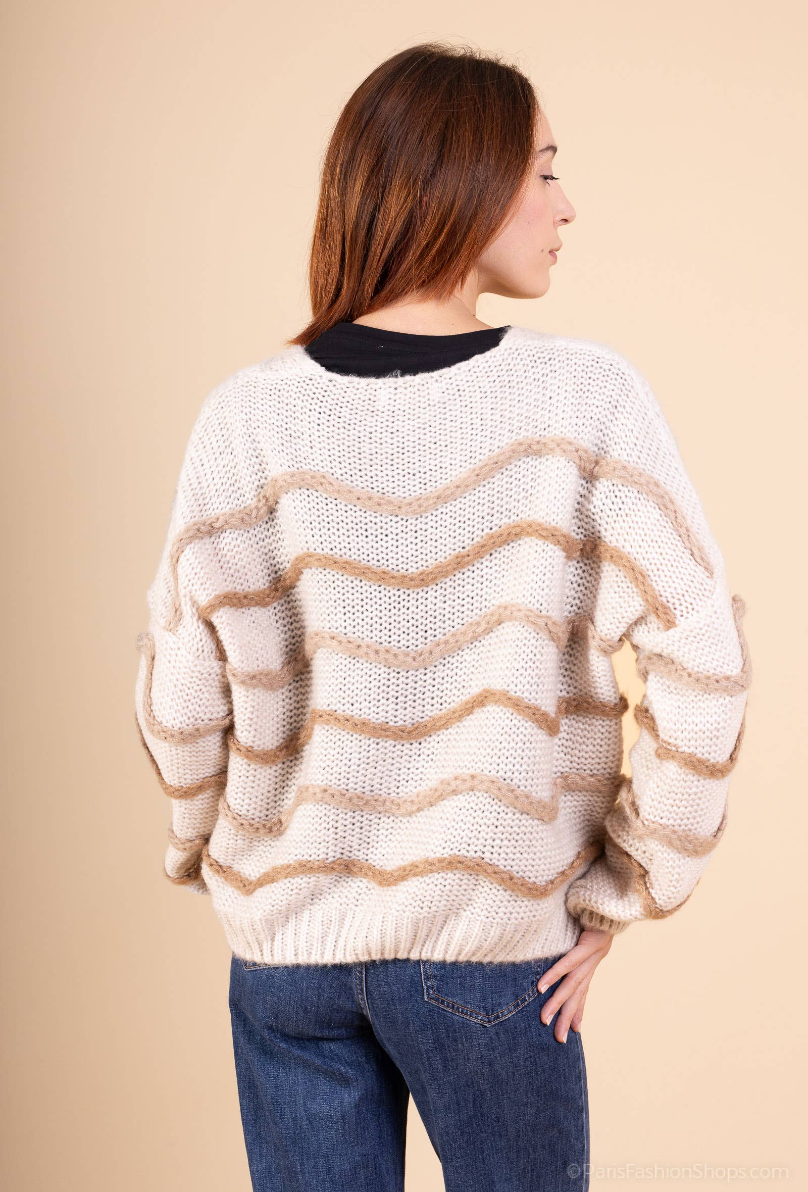 Mohair wave cardigan 13423: 10% mohair 20% nylon 70% acrylique / Chocolat / Taille unique