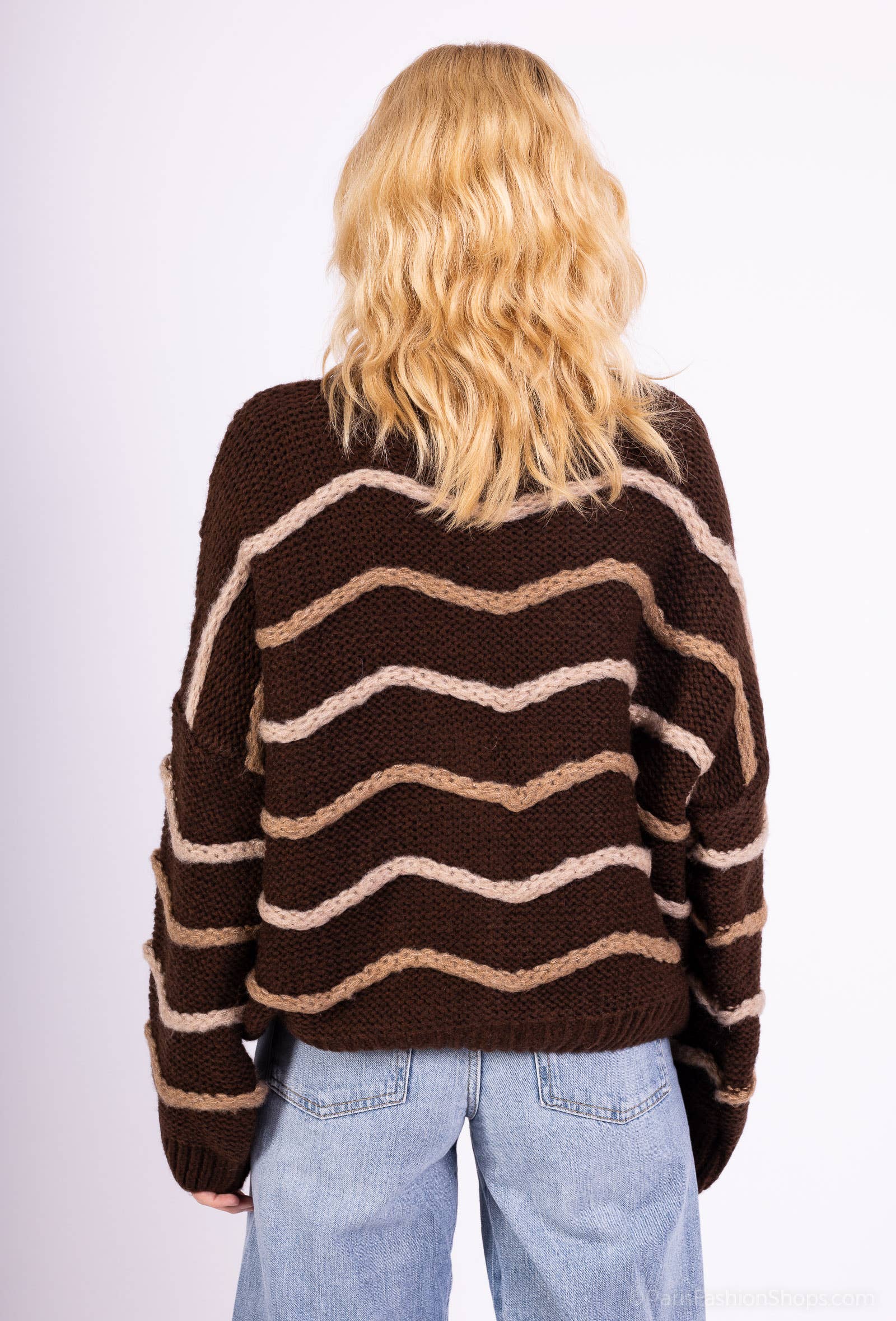 Mohair wave cardigan 13423: 10% mohair 20% nylon 70% acrylique / Marine / Taille unique