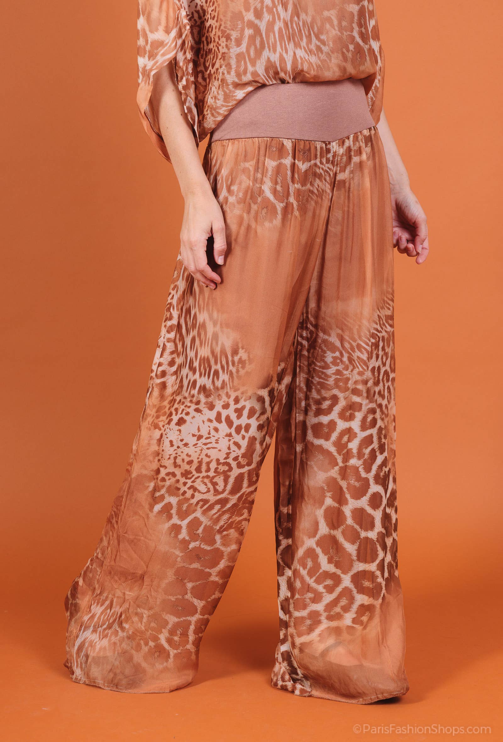 Leopard Silk Pants 20572: Jeans