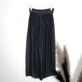 Straight leg silk blend pants with stretchy jersey waist band (M-L): Dark Grey