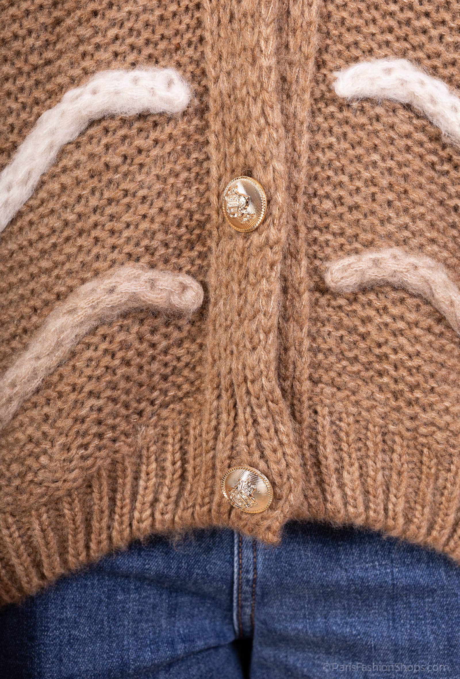 Mohair wave cardigan 13423: 10% mohair 20% nylon 70% acrylique / Kaki / Taille unique
