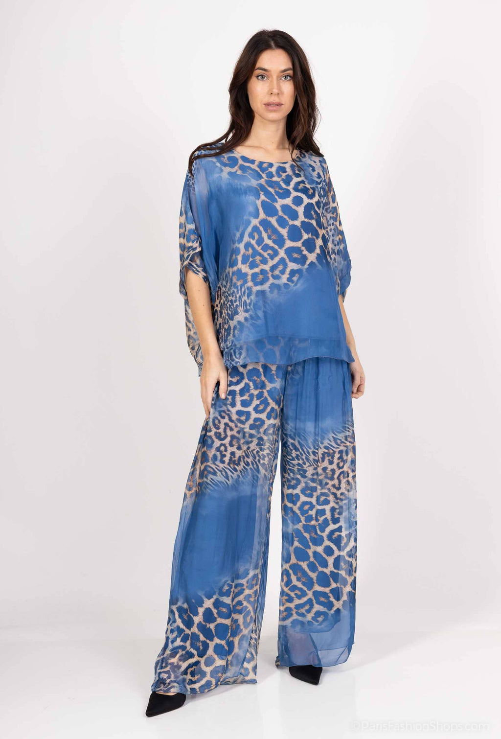Silk Leopard Top 50491: Jeans