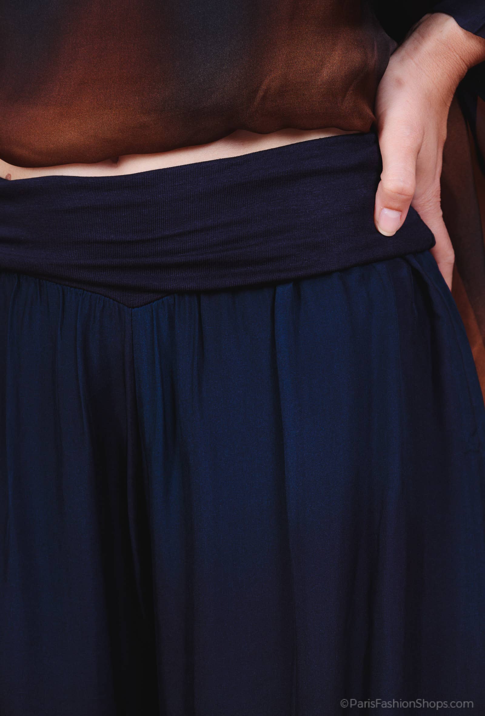 Silk Trousers 20568: Dark Blue