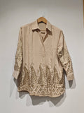 FL011 women's gold-embroidered shirt: Beige / M/L L/XL
