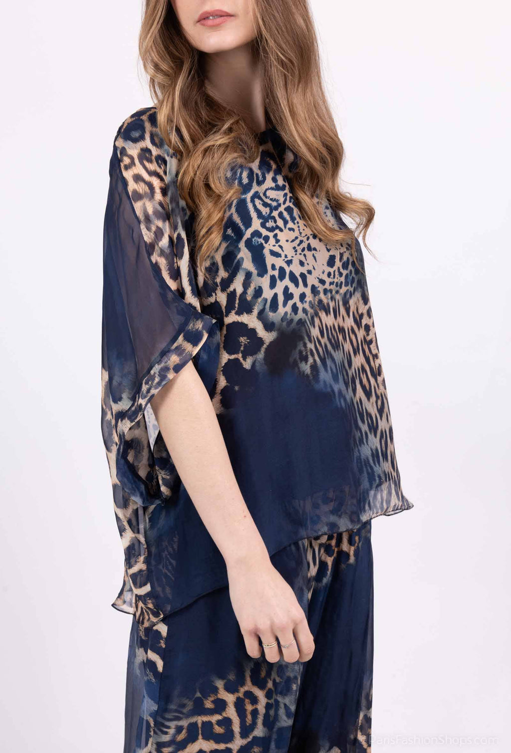 Silk Leopard Top 50491: Jeans