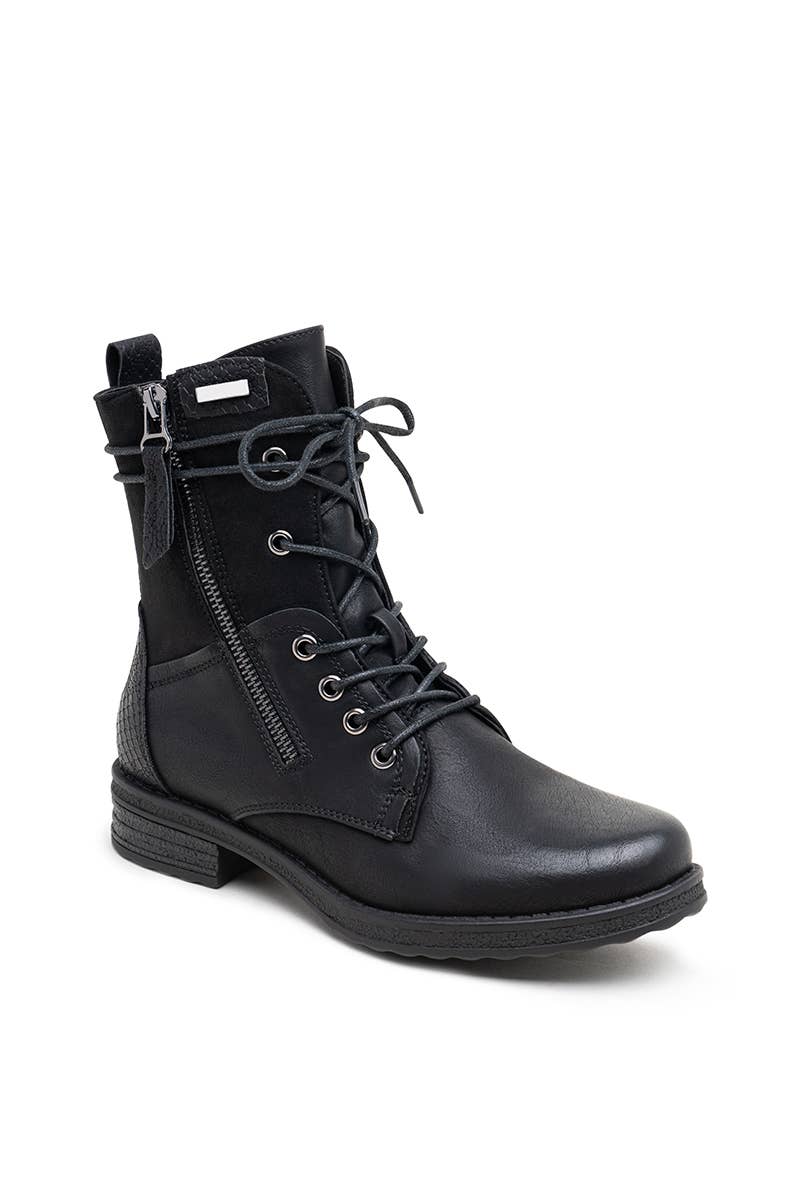 Metallic High-Top Lace-Up Boots with Zipper: Gris-Or / 36-41(123321)