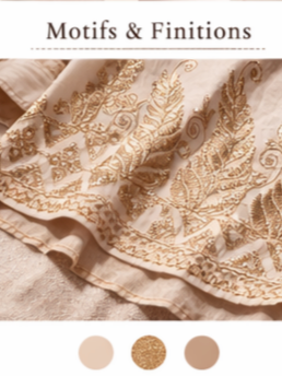 FL011 women's gold-embroidered shirt: Beige / M/L L/XL