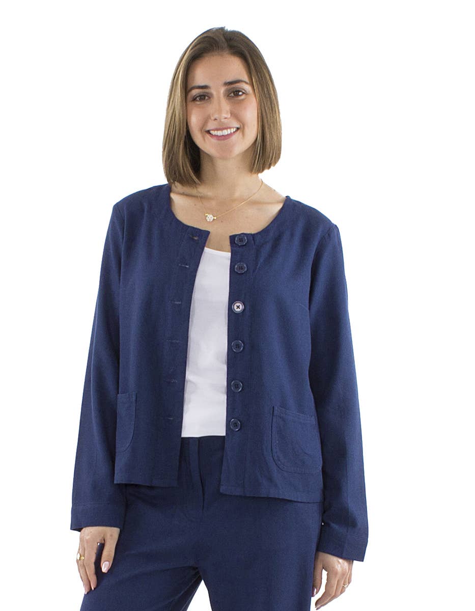 Jackets-WOMEN-VE17713: Beige / Light chic jacket with pocket, cotton / L