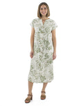 Short mid-length dresses-WOMEN-RO17716: Khaki / Original boho chic midi dress with linen / XXL