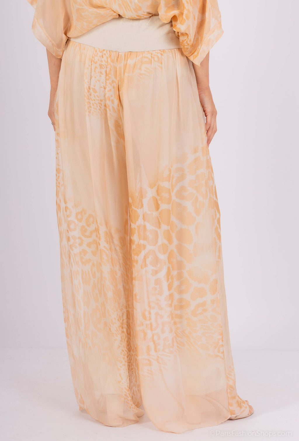 Leopard Silk Pants 20572: Camel