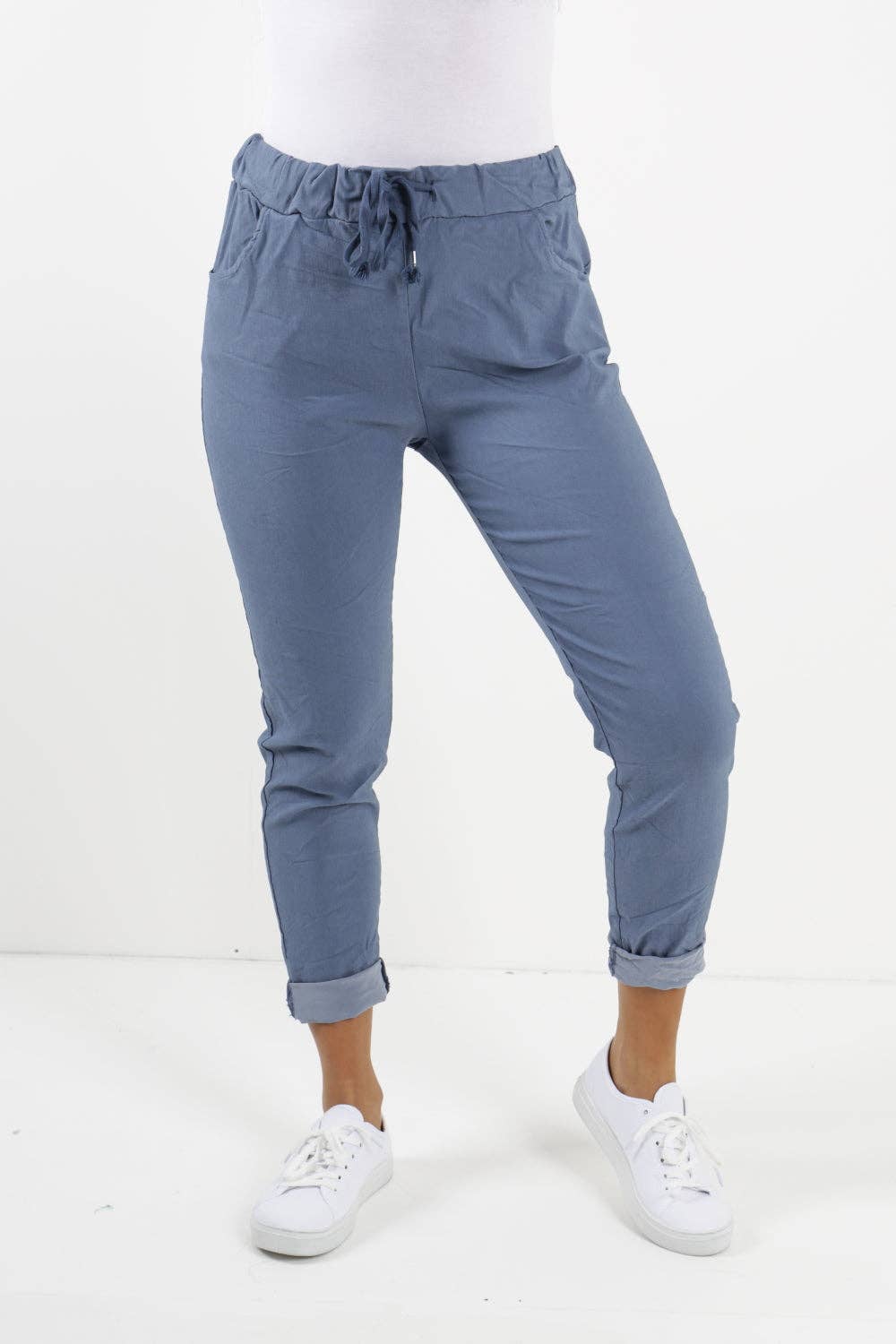 Womens Plain Magic Pants Italian Multi Colours: Black / One Size (UK 10-14)