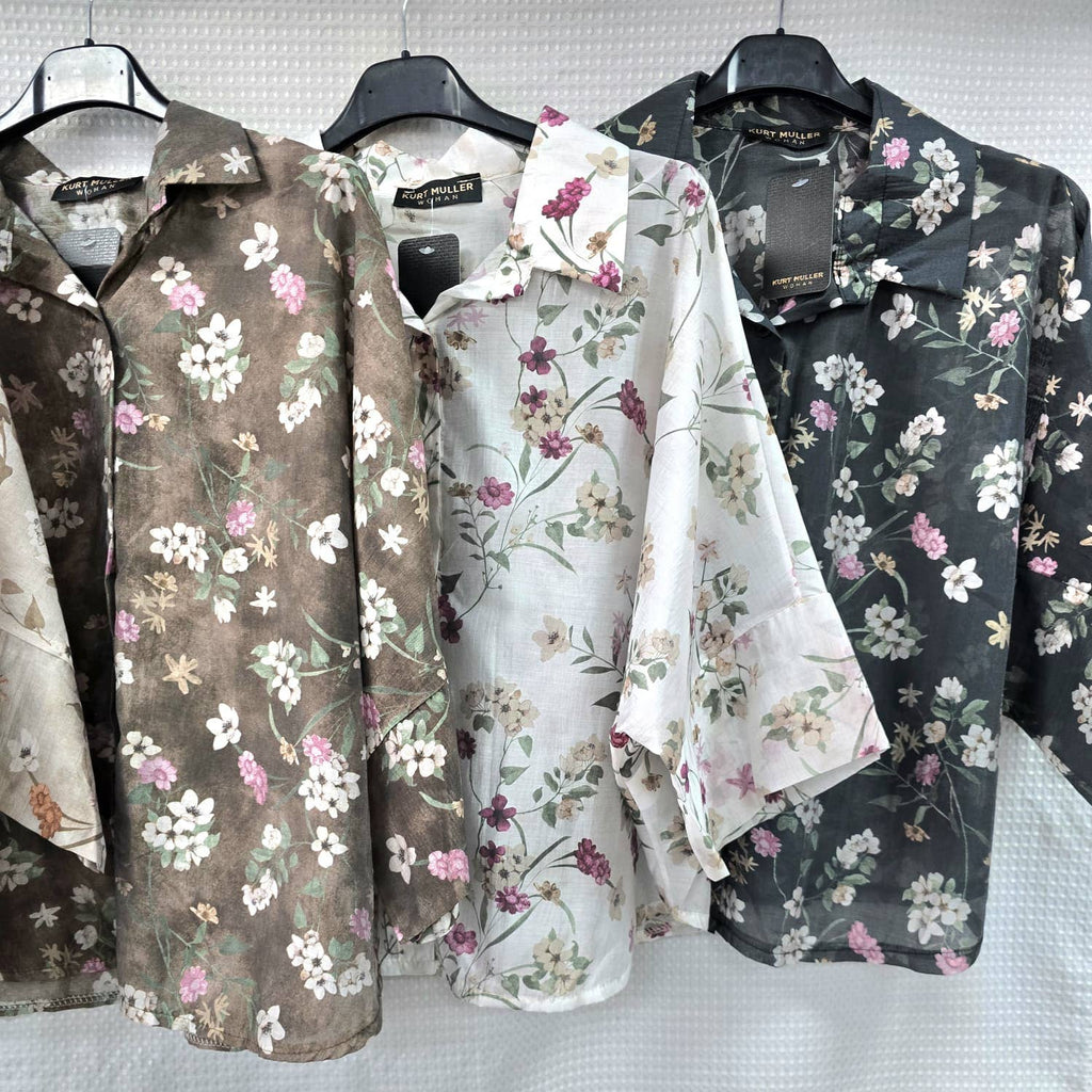 Floral Tencel Blouse: White