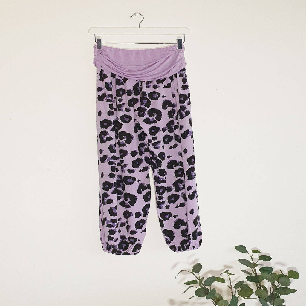 Leopard print hareem style pants with stretchy jersey waistband (O/S): AQUA