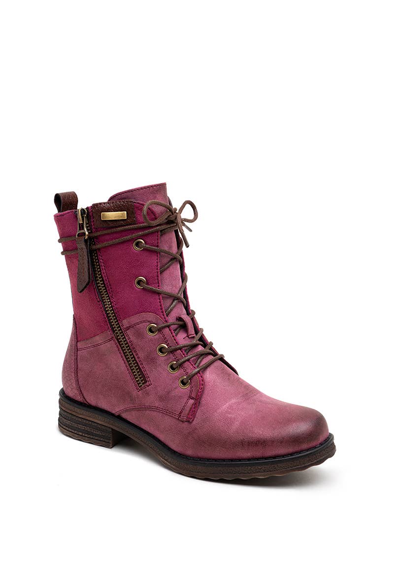 Metallic High-Top Lace-Up Boots with Zipper: Gris-Or / 36-41(123321)
