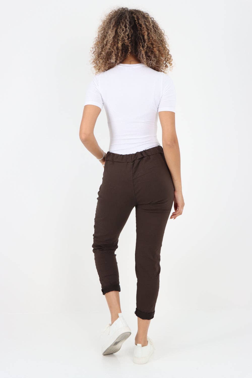 Womens Plain Magic Pants Italian Multi Colours: Chocolate / One Size (UK 10-14)