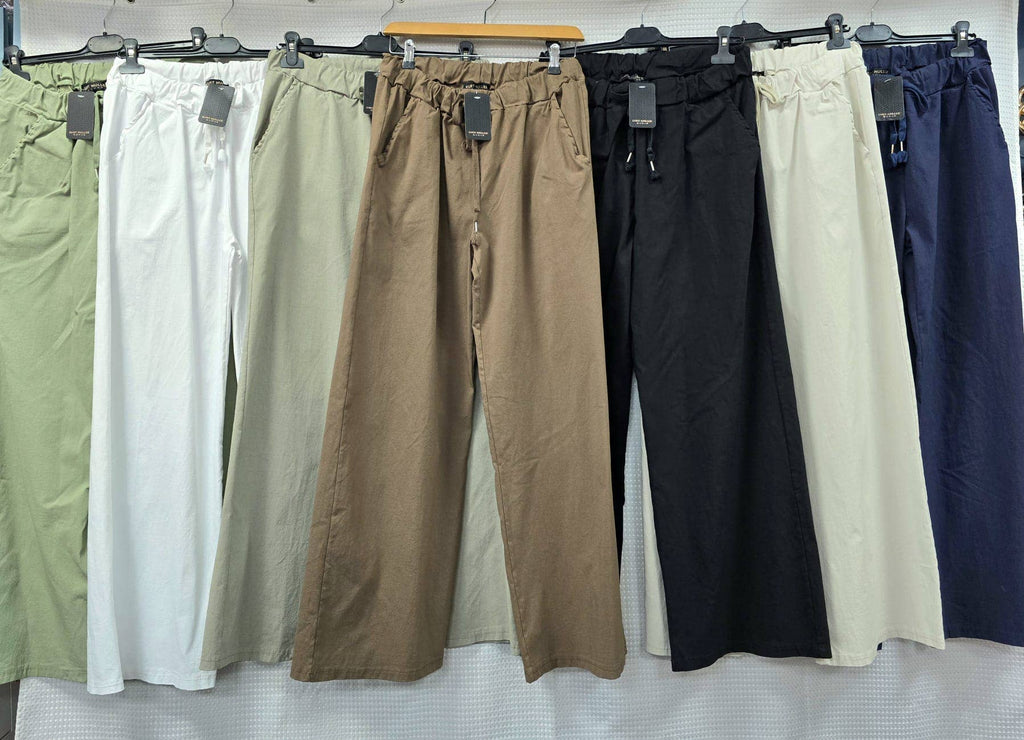 Plain Wide Leg Stretch Magic Trousers: Mocha brown