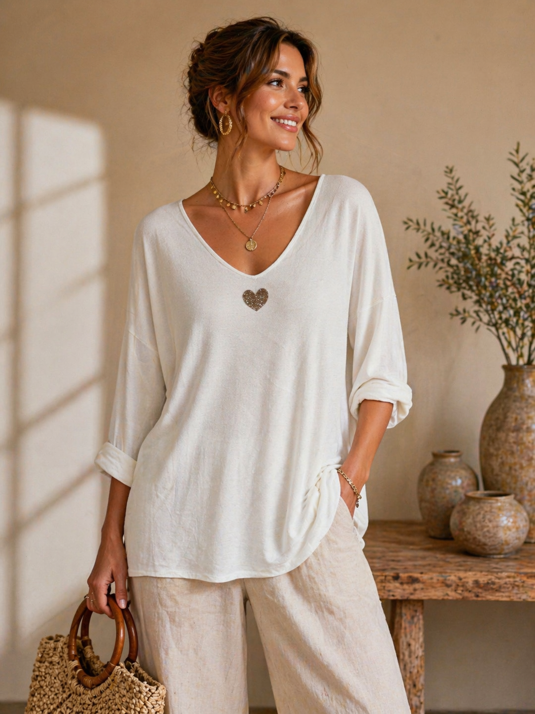 High Bohemian Heart – Gentle Sun: White / One size