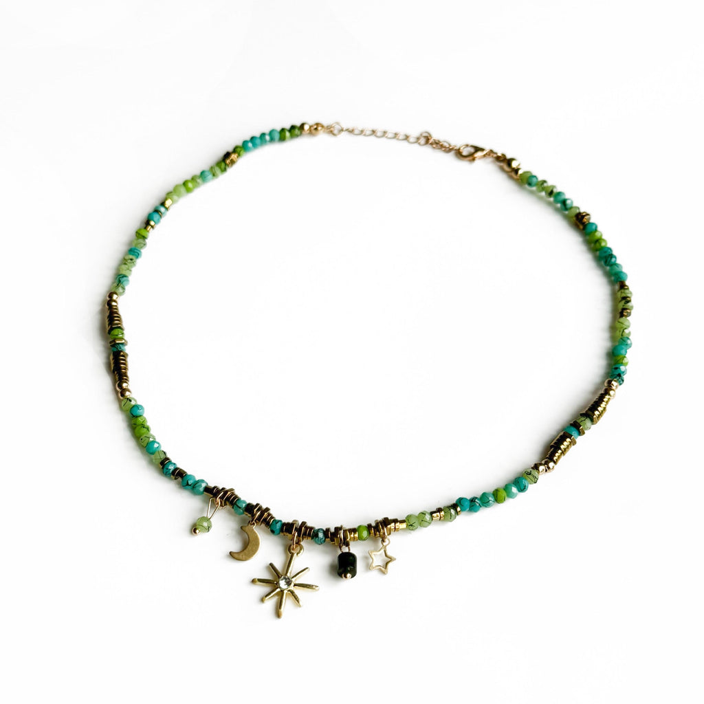 Gaia Aqua Beaded Necklace