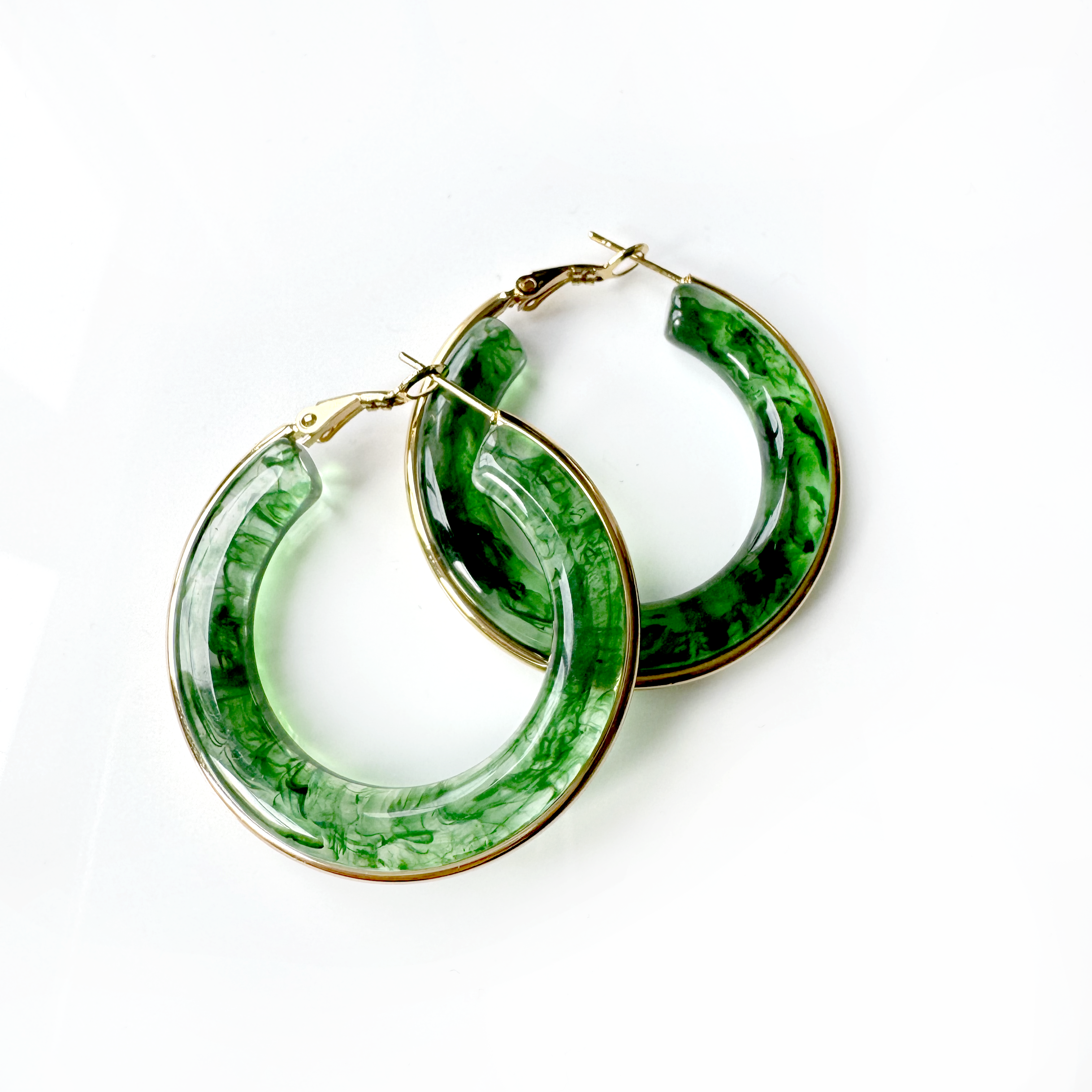 Oreilia Green Semi Transparent Hoop Earrings