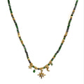 Gaia Dark Green Beaded Boho Necklace