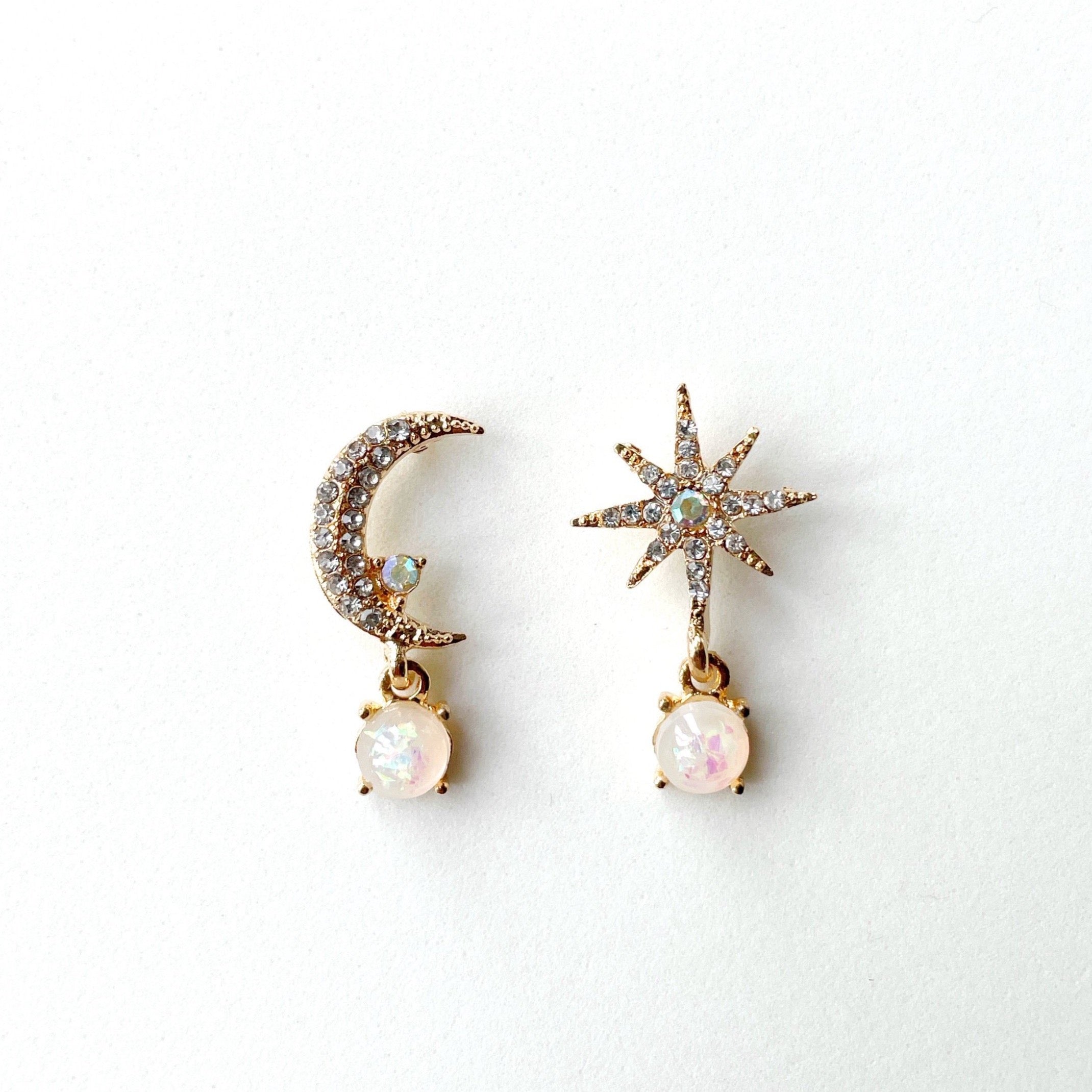 Andromeda Moon and Star Mismatch Earrings